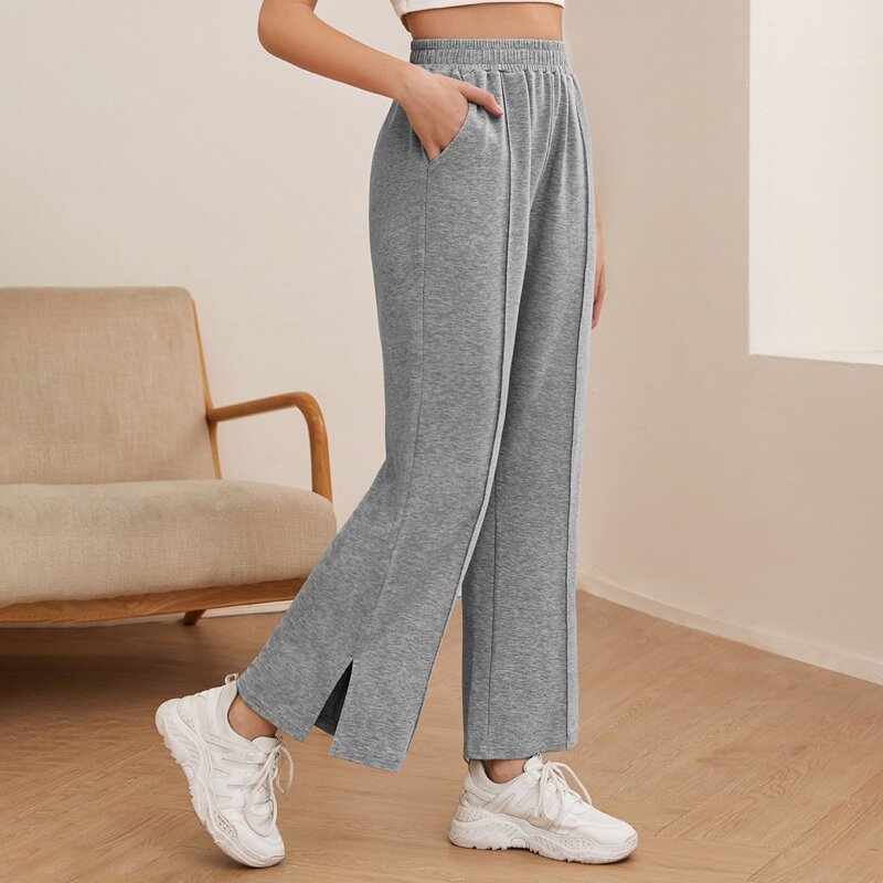 

Split Hem Straight Leg Sweatpants, Light grey