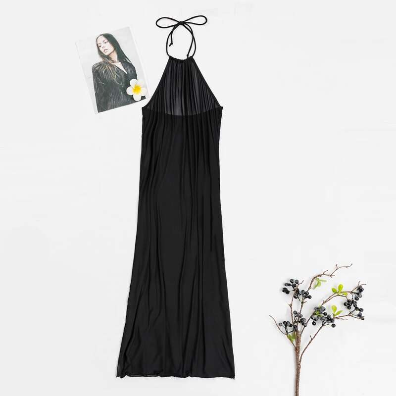 

Mesh Halter Cover Up, Black