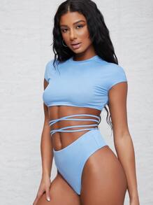 Mackenzie Miller Crisscross Back Top & Solid Panties Set