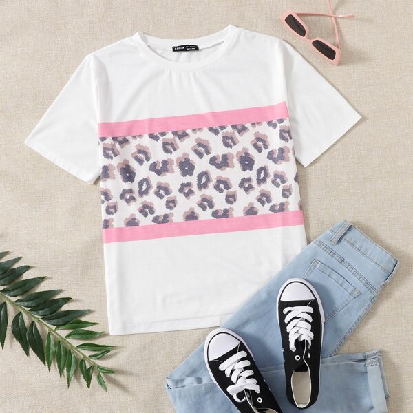 

Leopard Panel Colorblock Tee, Multicolor