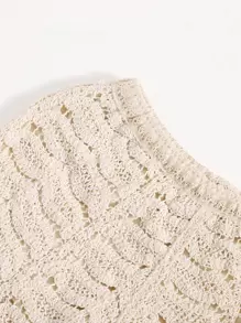 Crochet Cover Up Shorts, For Summer Beach Vacation - Beige - View 4