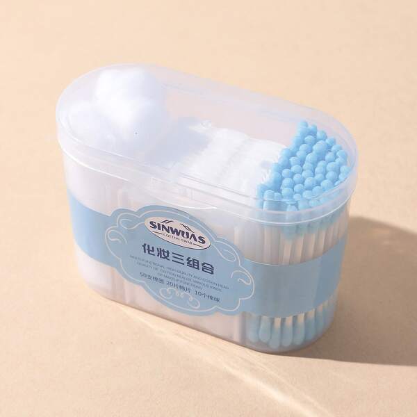 

50pcs Cotton Swab & 20pcs Cotton Pad & 10pcs Cotton Ball, Green