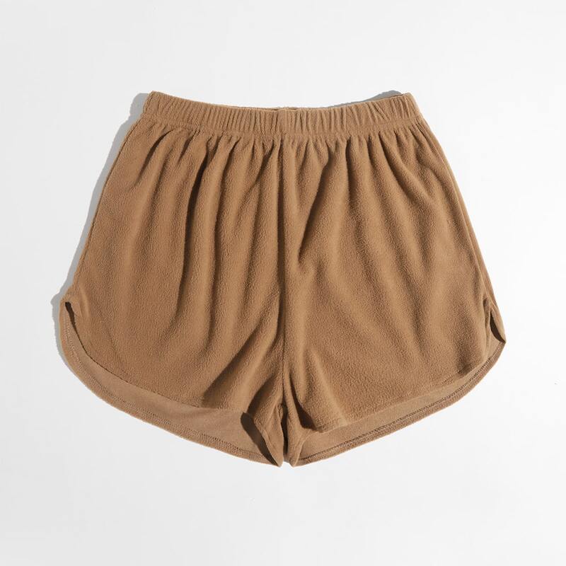 

Solid Teddy Shorts, Coffee brown