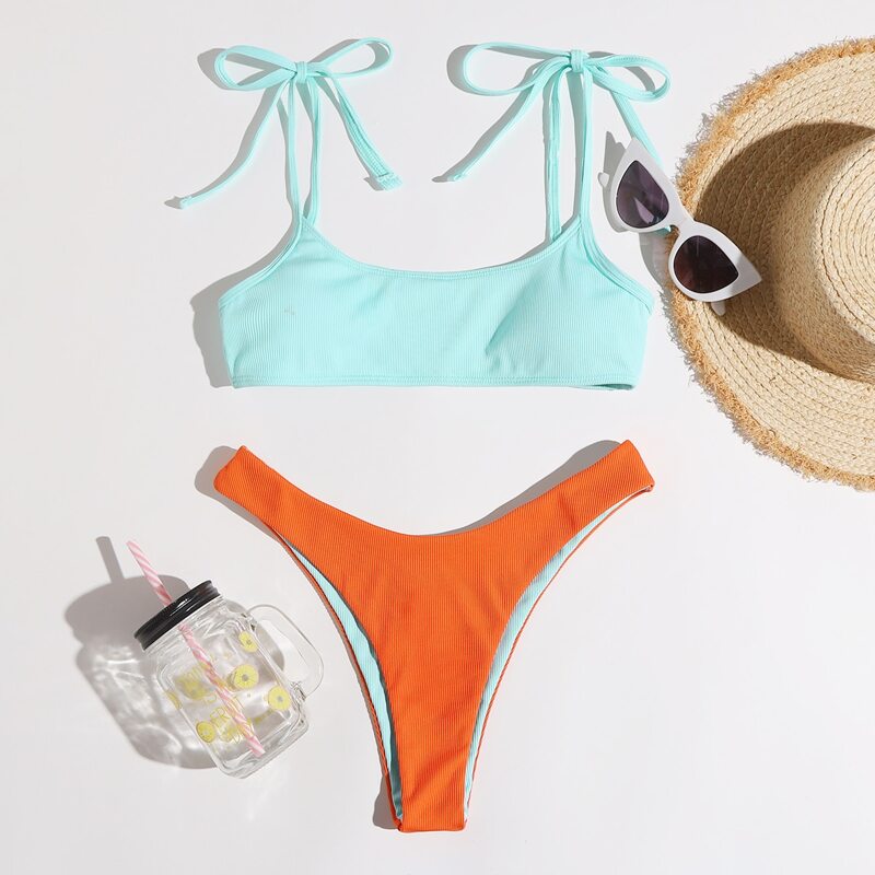 

High Cut Bikini Swimsuit, Multicolor