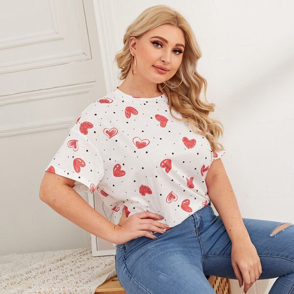 

Plus Heart Print Tee, Multicolor