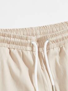 Manfinity VCAY Men Slogan Graphic Flap Pocket Drawstring Trousers - Khaki - View 4