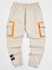 Manfinity VCAY Men Slogan Graphic Flap Pocket Drawstring Trousers - Khaki - View 5