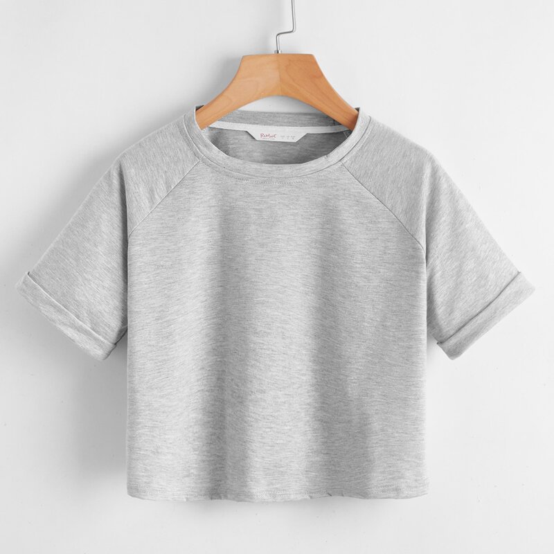 

Raglan Sleeve Crop Top, Light grey