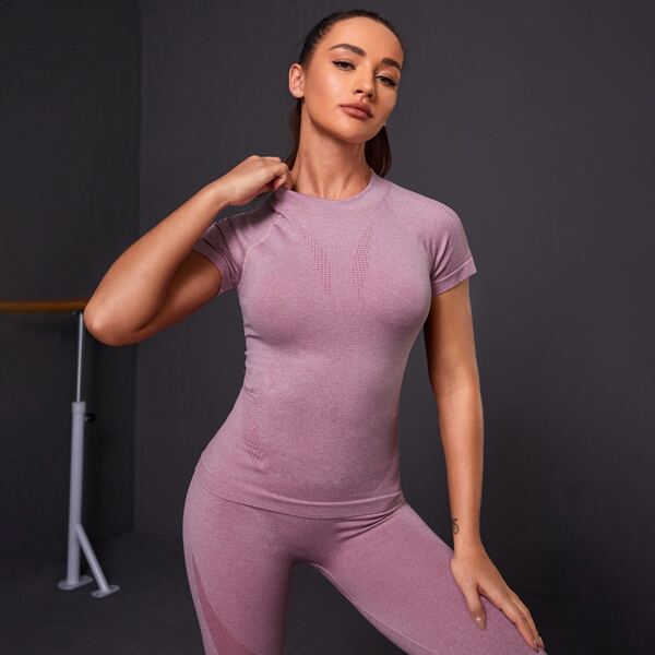 

Solid Raglan Sleeve Sports Tee, Pink