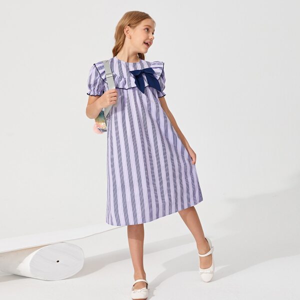 

Girls Striped Bow Detail Dress, Multicolor
