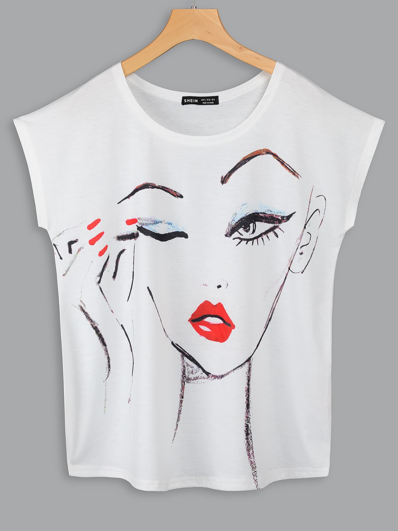 Figure Graphic Cap Sleeve Tee - White - View 1