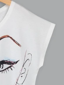 Figure Graphic Cap Sleeve Tee - White - View 3