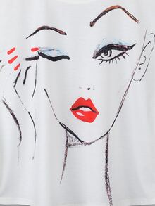 Figure Graphic Cap Sleeve Tee - White - View 4