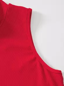 Breezaya Mock Neck Solid Tank Top - Red - View 3
