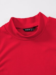 Breezaya Mock Neck Solid Tank Top - Red - View 4