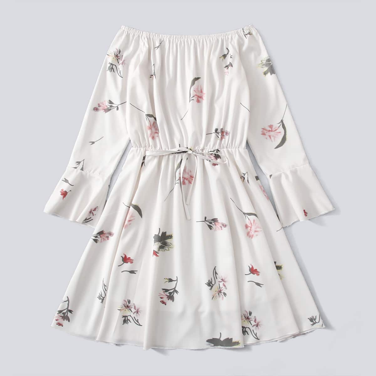 

Floral Tie Front Dress, White