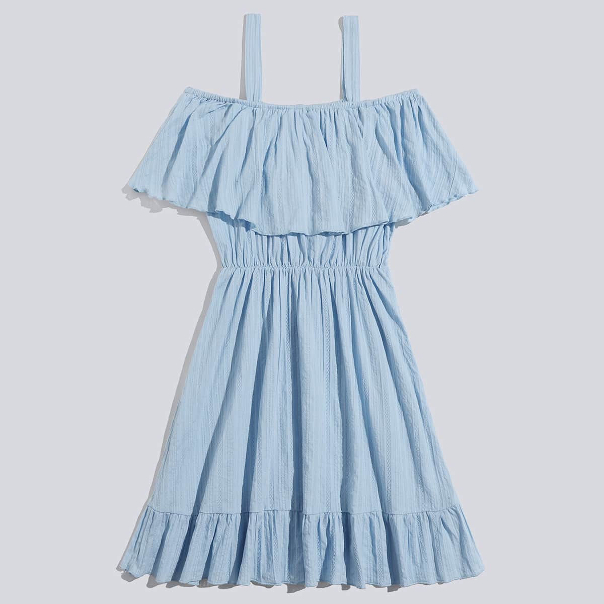 

Solid Ruffle Dress, Baby blue