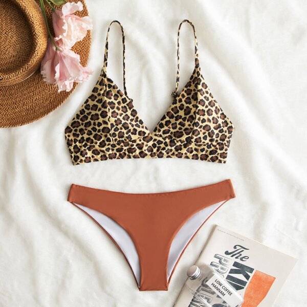 

Leopard High Cut Bikini Swimsuit, Multicolor