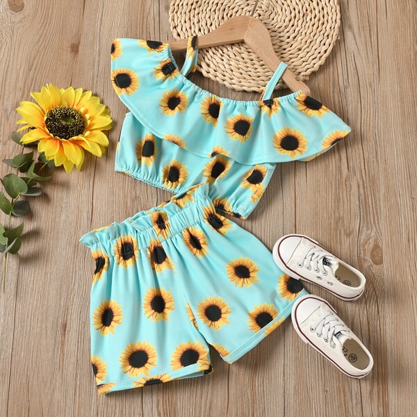 

Toddler Girls Sunflower Ruffle Top & Shorts, Multicolor