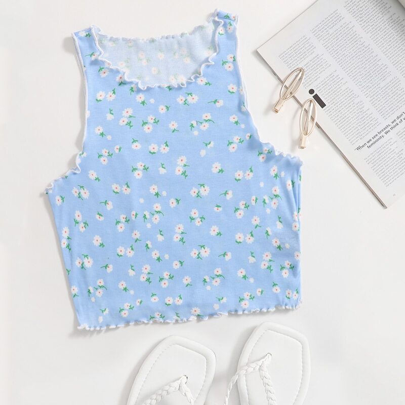 

Ditsy Floral Rib-knit Tank Top, Multicolor