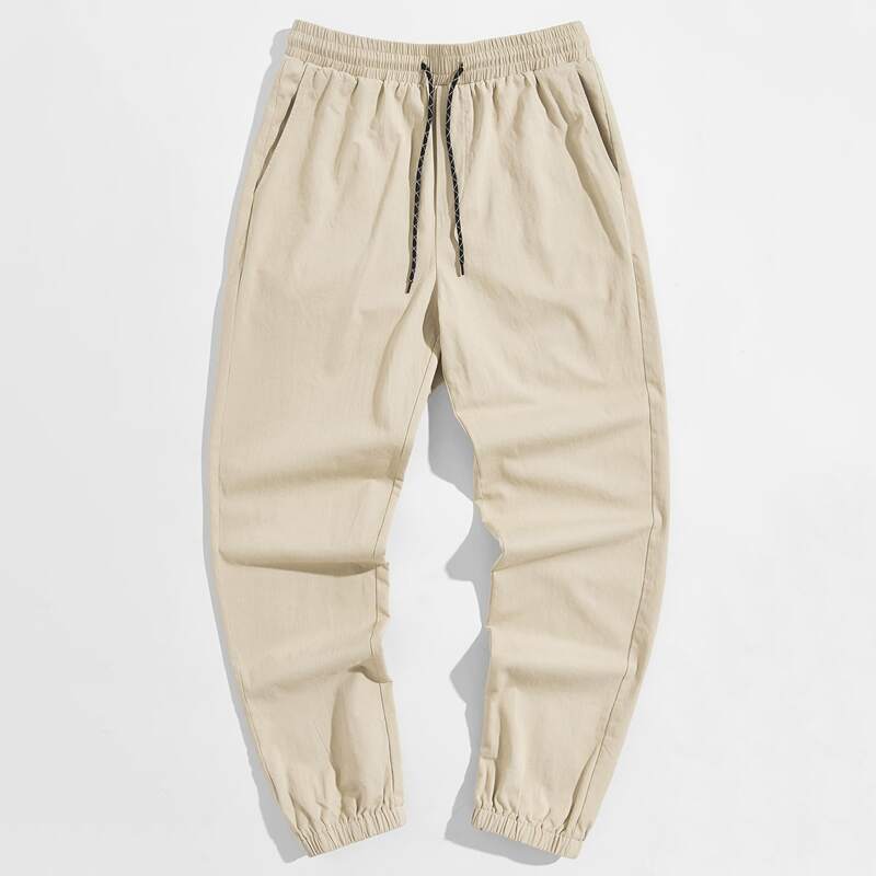 

Guys Drawstring Waist Solid Pants, Khaki