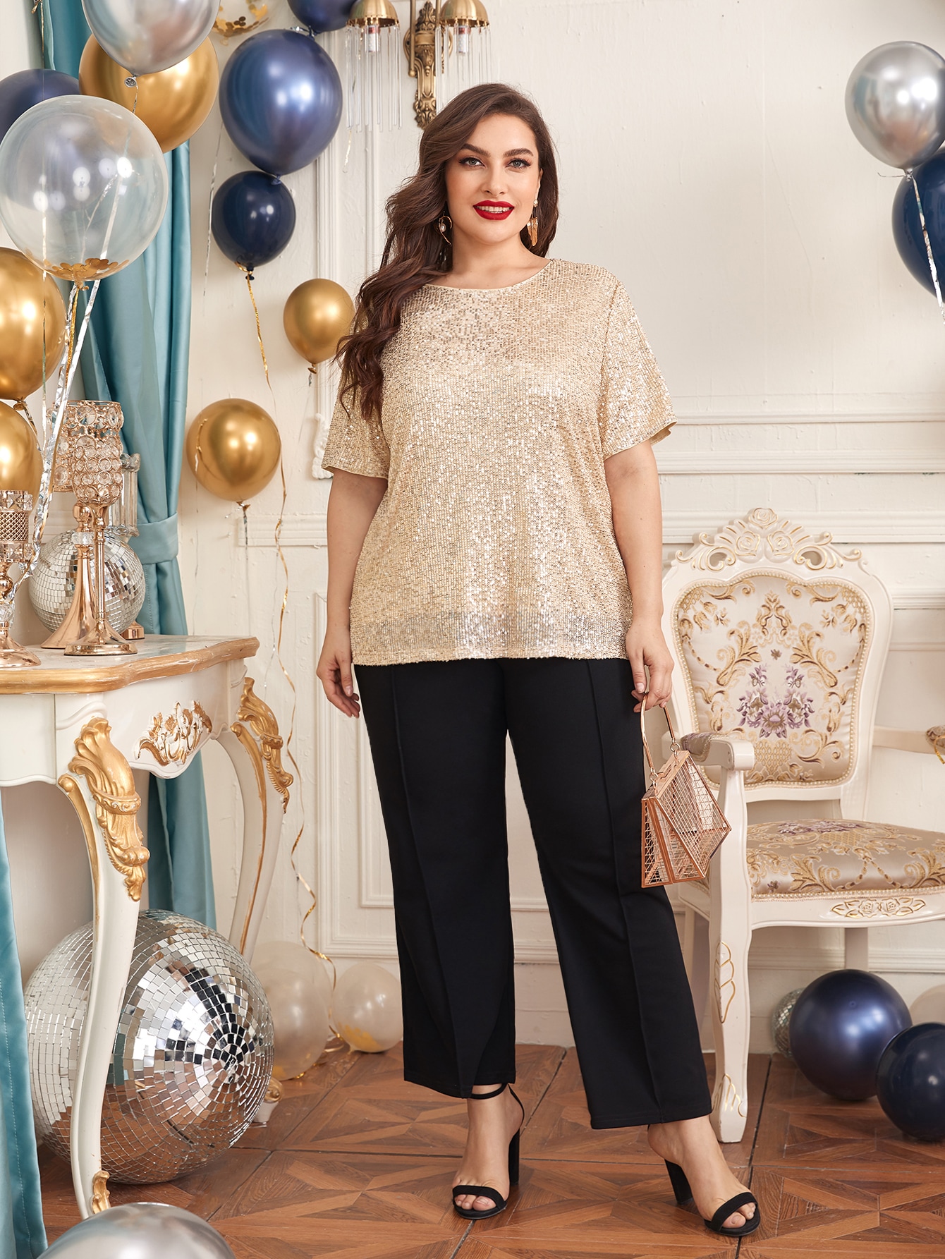 SHEIN Plus All Over Sequin Top SHEIN USA