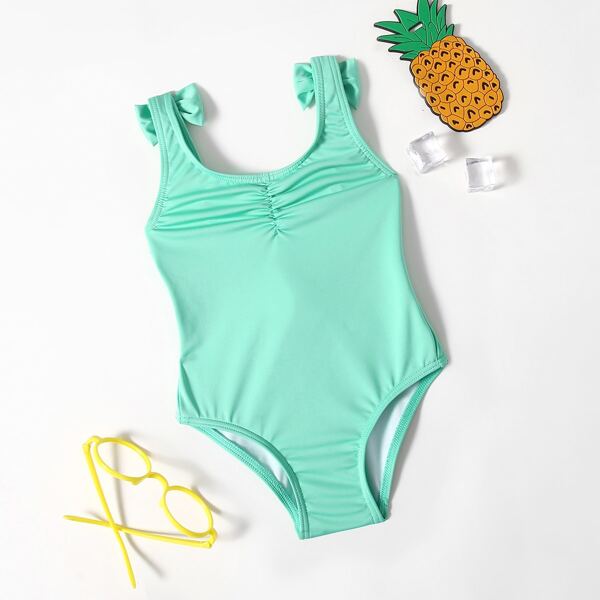 

Toddler Girls Ruched Front One Piece Swimsuit, Green