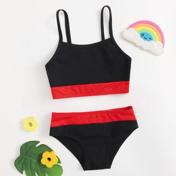 

Toddler Girls Two Tone Bikini Swimsuit, Multicolor