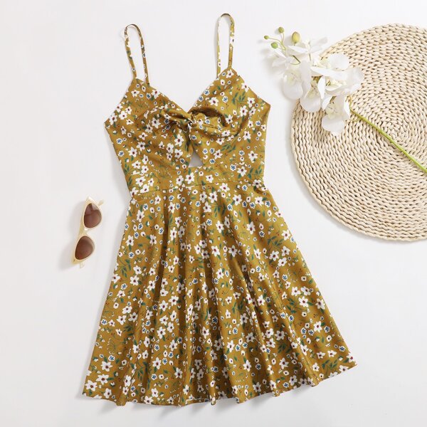 

Floral Twist Cut Out Cami Dress, Multicolor