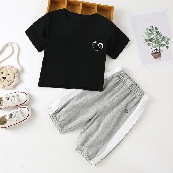 

Toddler Boys Cartoon Graphic Tee With Sweatpants, Multicolor