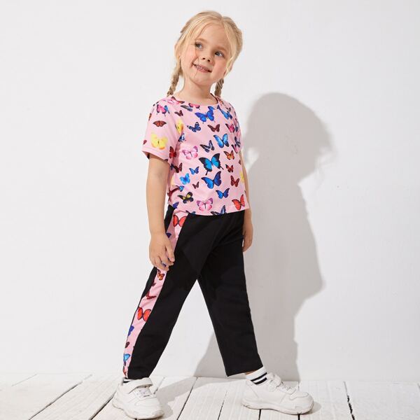 

Toddler Girls Butterfly Print Tee & Sweatpants, Multicolor