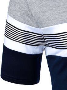 Manfinity Homme Men Striped Half Button Polo Shirt Color Block Work Business Casual Polo Shirt For Husband - Multicolor - View 5