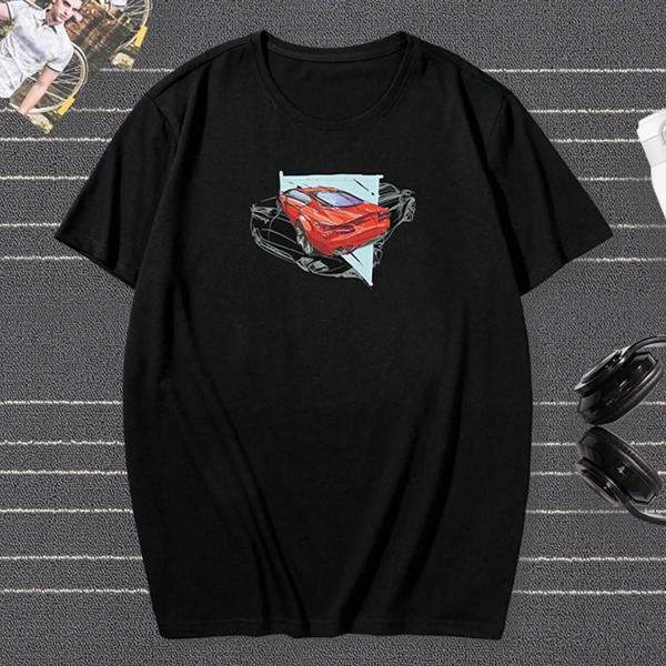 

Men Car Print Tee, Black