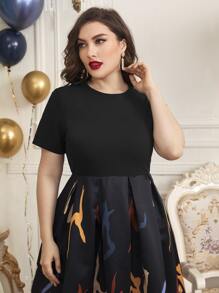 SHEIN Vestidos Tallas Grandes Cremallera Gráfico Glamour - Multicolor - Ver 5