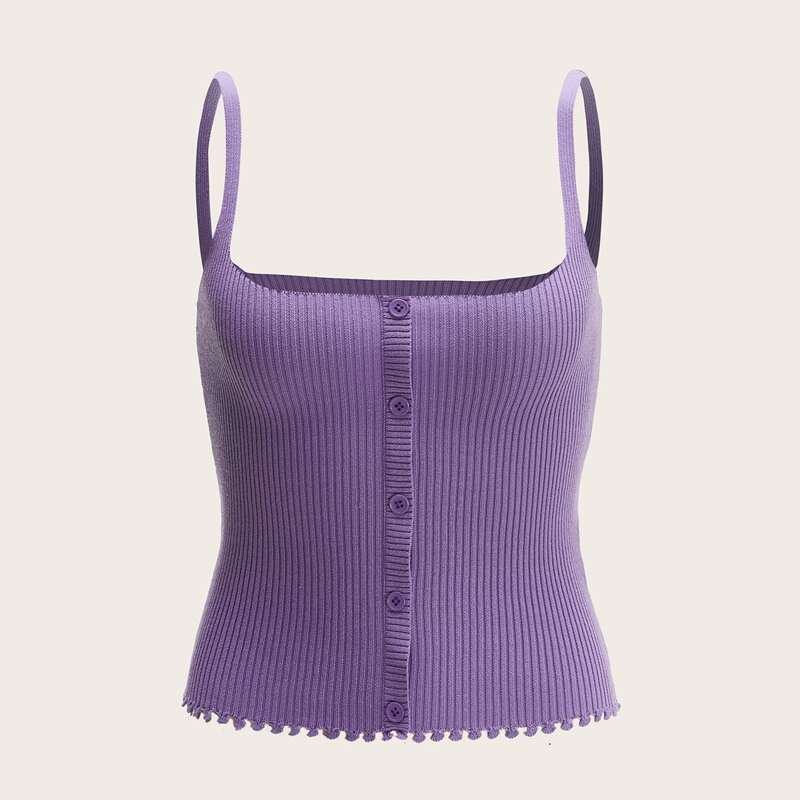 

Button Front Knit Top, Lilac purple