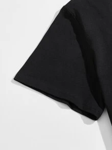 Manfinity Hypemode Men Slogan Graphic Tee & Track Shorts - Black - View 3