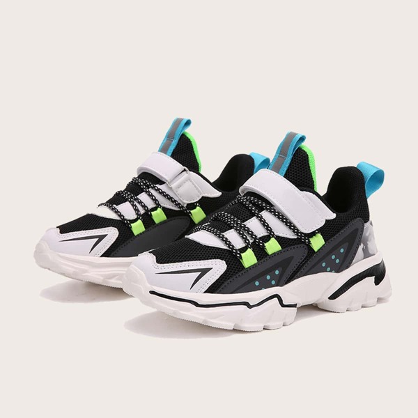 

Boys Color Block Velcro Strap Sneakers, Black