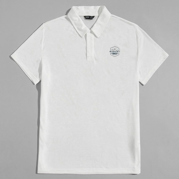 

Men Letter Graphic Polo Shirt, White
