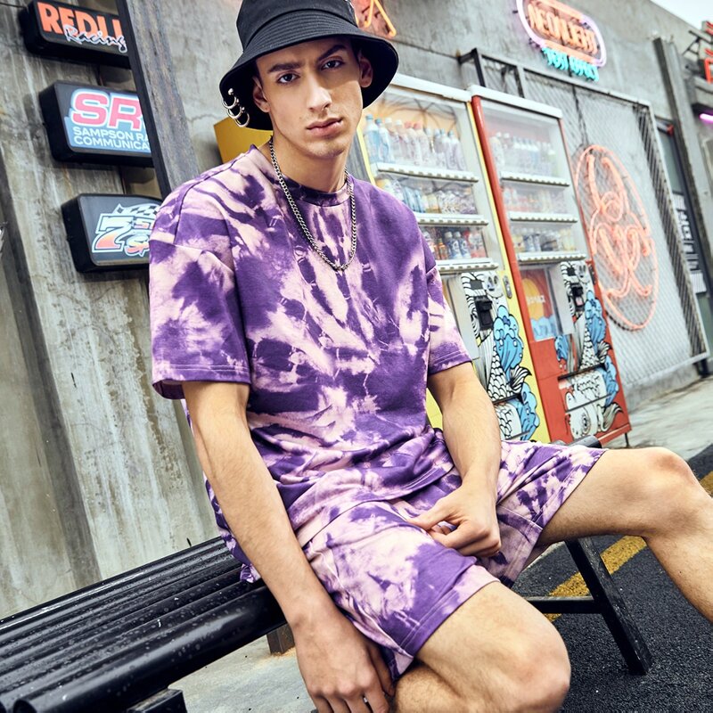 

Guys Drop Shoulder Tie Dye Tee & Shorts Set, Multicolor