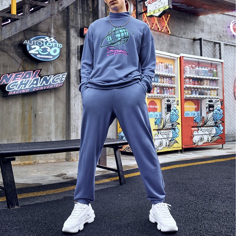 

Guys Planet & Letter Graphic Pullover and Sweatpants Set, Dusty blue