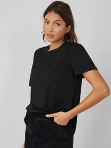 SHEIN BASICS 落肩素色T恤