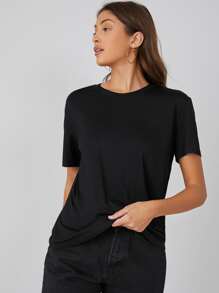 SHEIN BASICS 落肩素色T恤
