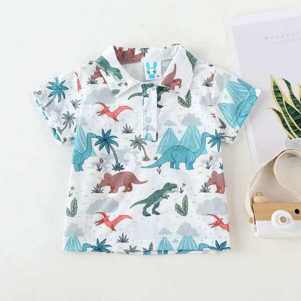 

Toddler Boys Little Dinosaur Print Polo Shirt, Multicolor