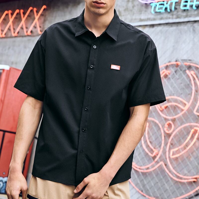

Guys Patched Detail Shirt, Black