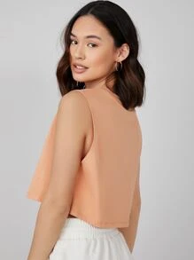 SHEIN BASICS Women Minimalist Solid Color Sleeveless Knitting Top - Apricot - View 2