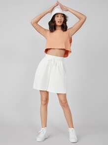 SHEIN BASICS Women Minimalist Solid Color Sleeveless Knitting Top - Apricot - View 5
