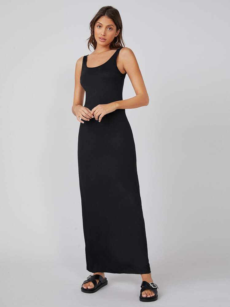 SHEIN BASICS שמלת גופייה - שחור - ראה 1