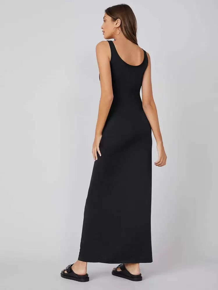 SHEIN BASICS שמלת גופייה - שחור - ראה 2