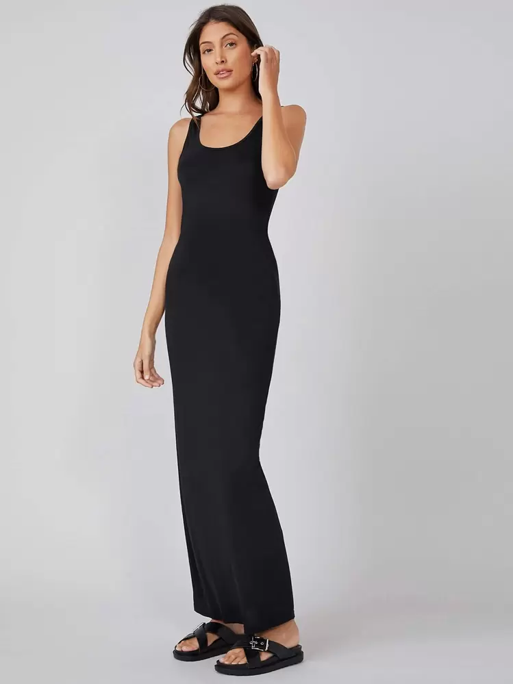 SHEIN BASICS שמלת גופייה - שחור - ראה 3