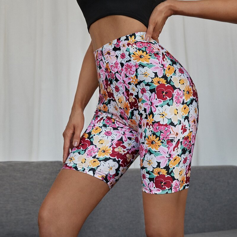

Allover Floral Biker Shorts, Multicolor